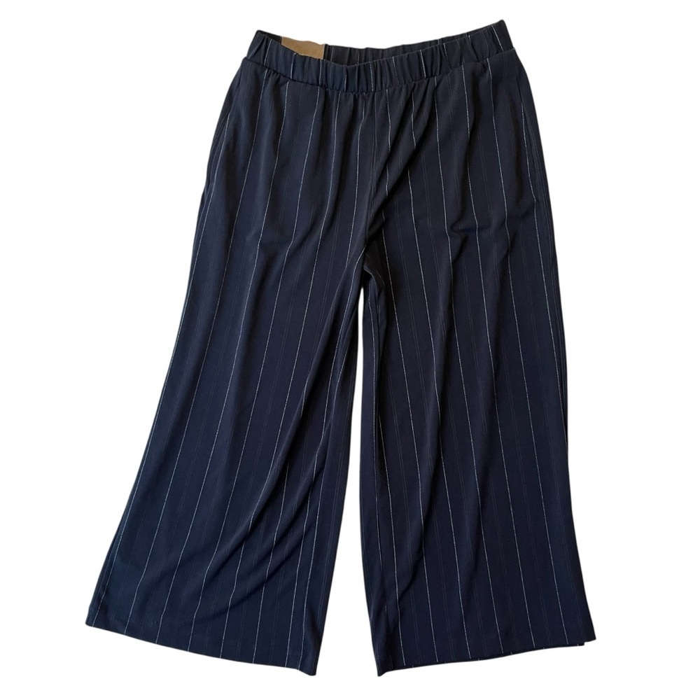 Banana Republic Wide leg crop pants NWT Small Blue striped Pull on waist Womens